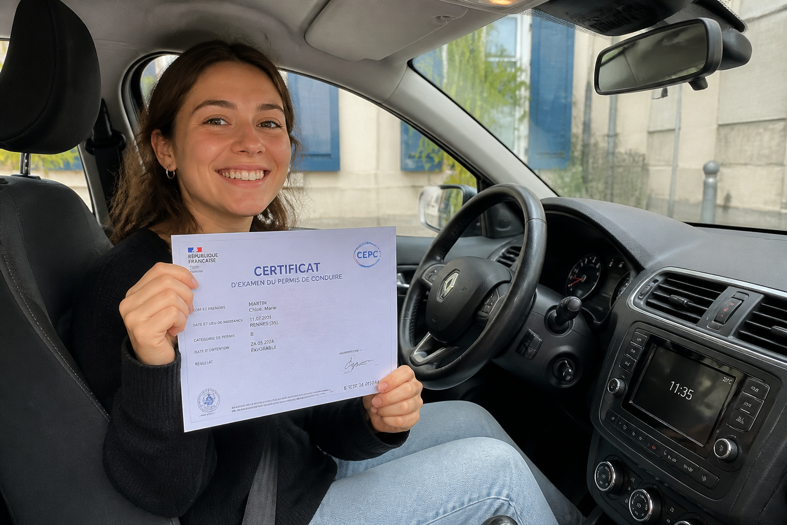 certificat d examen du permis de conduire