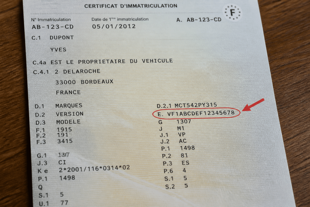 code vin carte grise